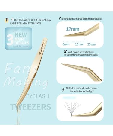 MEILAIMDY Eyelash Extension Tweezers - Professional Curvy & Pointed Edge Stainless Steel - 2 Pack Gold Precision Tool for False Eyelashes - Buy Online on GoSupps.com