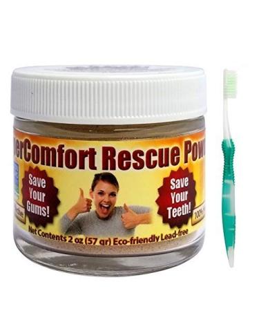 Gum Disease Help! Dental RESCUE Combo -- RESCUE Tooth & Gum Powder & Effective Flossing Toothbrush - Helps Reduce Gum Recession  Helps to Remove Plaque  Helps with Gingivitis  Helps Bleeding Gums