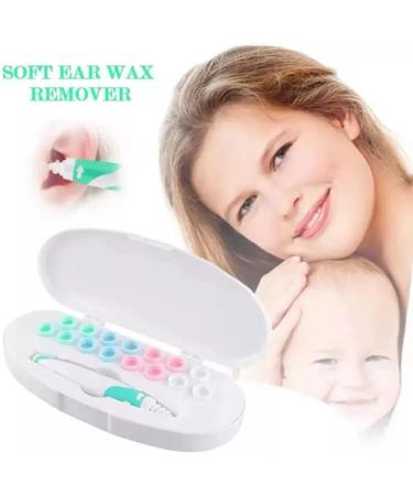 Spiral Ear Wax Remover Tool - Reusable Kit with 16 Soft Replacement Heads for Safe Ear Cleaning | Earwax Removal for Adults and Kids (Light Blue) - Buy Online on GoSupps.com