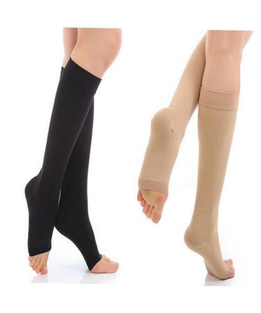 Buy Women's Open Toe Compression Socks | Calf Sleeve Stockings for Travel & Comfort - Buy Online on GoSupps.com