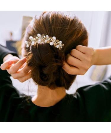Hair Combs Slides Hair Comb Clips for Women Hair Piece Pins with Pearl Rhinestones Hair Accessory - Buy Online on GoSupps.com