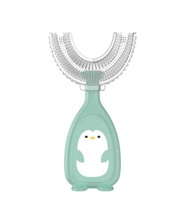 U-shaped Toothbrush Silicone Toothbrush Baby Mouth Cleaning Manual Toothbrush (Green L) Children