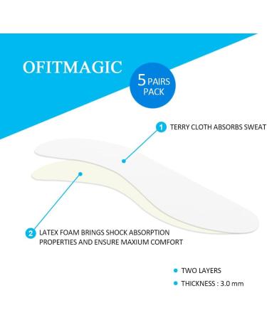 5 Pairs Pure Cotton Terry Cloth Shoe Insoles for Odor Control and Sweat Absorption - Ideal for Barefoot Wear - Buy Online on GoSupps.com