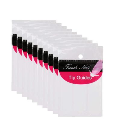Haobase French Manicure Nail Art Tips Sticker Stencil 3 Style White (Pack of 10 Sheets)