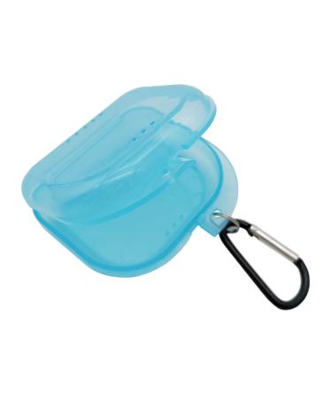 AIWAYING Retainer Case Mouth Guard Denture Box with Carabiner Clip Transparent Blue