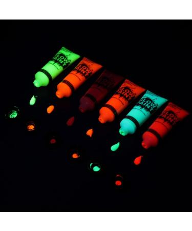  Karlak 24 Tubes 10ml/0.34oz Art Body Paint Glow in Light Face & Body Paint with 6 Colours Glow Blacklight Neon Fluorescent for Party Clubbing Festival Halloween Makeup - Buy Online on GoSupps.com