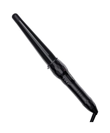 LURA Ceramic Tourmaline Coating Curling Wand  3/4-1 1/4 Inch Barrel Hair Curler with 2 Heat Setting (320/410 )  Suitable for All Hair Types 3/4-1 1/4 Inch Black Curling Wand