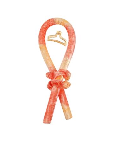 HMMJ Women Heatless Curling Rod Headband No Heat Curl Silk Ribbon with Hair Clips and Scrunchie Sleeping Hair Rollers DIY Hair Styling Tools Kit for Soft Headband Wave Formers Hair Curlers 17