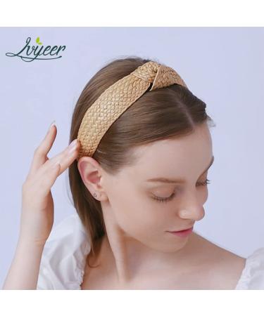 Lvyeer 2 Piece Raffia Knotted Headband Set for Women - Boho Style Summer Hair Accessories (2 Piece-A) - Buy Online on GoSupps.com