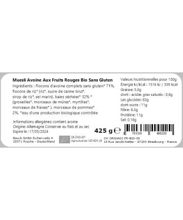 Organic Gluten Free Oatmeal Fruit Muesli 425g | Certified Organic Gluten Free Oatmeal Muesli - Fruit Oatmeal Muesli With Whole Grain Gluten Free Oat Flakes - Organic Breakfast Cereals - Buy Online on GoSupps.com