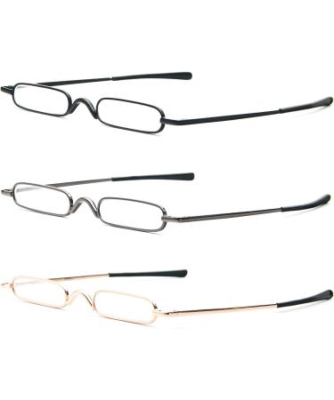 KoKoBin Mini Slim Reading Glasses - Unisex Spring Hinge Metal Reading Aid (3 Pieces +1.50) - Stylish Visual Aid with Case - International Shipping Available - Buy Online on GoSupps.com