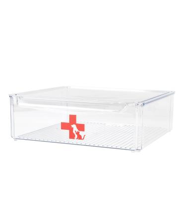 Gzsekken Dog Medicine Storage Box First Aid Empty Box for Pet Clear Medicine Storage Box with Lid Dog Medicine Box Medicine Storage Chest for Dog Cat or Rabbit for Travel Camping Car Emergency