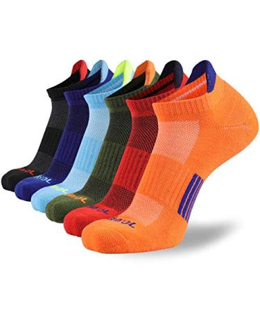 JOYNE Mens Athletic Socks Low Cut Cushion Running Socks Breathable Comfort for Sports 6 Pack Multicolored
