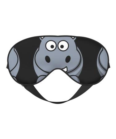 SSIMOO Cartoon Hippo Print Ultra-Soft Light-Blocking Eye Mask for Optimal Comfort and Restful Sleep Black