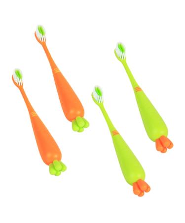 Ipetboom manual toothbrush 4 pieces of carrot toothbrush extra soft children's toothbrushes cartoon manual children's toothbrush travel toothbrush toothbrushes for children's carrot and child toothbrush