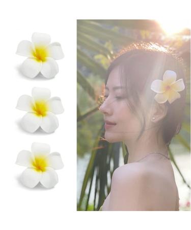 12PCS 2.4Inch White Foam Hawaiian Frangipani Flower Hair Clips - Bridal Wedding Party Accessories - Buy Online on GoSupps.com