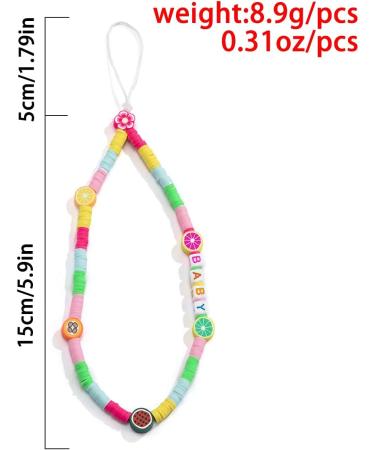 Handmade Colorful Mobile Phone Lanyard - Rainbow Fruit Wrist Strap for Women | Cute Polymer Clay Design - Buy Online on GoSupps.com