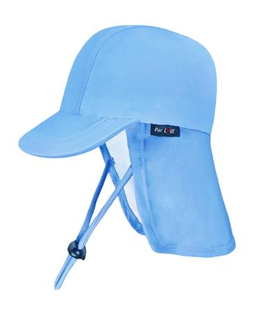 weVSwe Baby Toddler Sun Hat UPF 50+ Swim Cap Flap Neck Protection Adjustable Chin Straps UV Sun Protection Hats Blue 0-6 Months