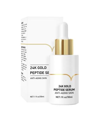 24K Gold Peptides Serum for Face 9 Peptide Skin Booster Anti Aging Serum with Nano Gold Even Skin Tone Glow Collagen Peptides Essence for Dark Spots & Fine Lines Collagen Peptide 1 Fl.Oz