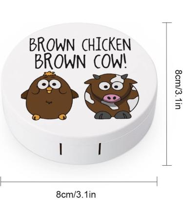 Cute Brown Chicken Brown Cow Round Case For Contact Lens Kit Storage Box with Mirror Printed - Buy Online on GoSupps.com