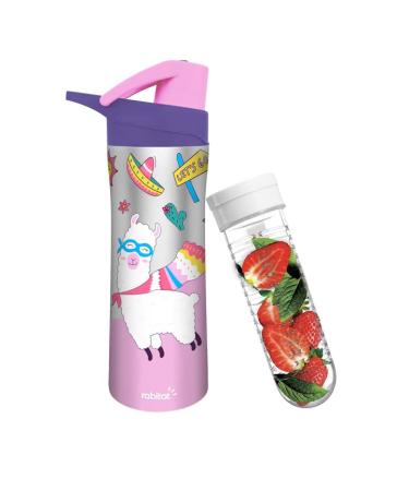 rabitat Nutri Lock Stainless Steel Insulated Sipper Bottle - Chatter Box  Purple/Pink Sipper for Kids. Reuseable Thermos Water Bottle for School with Fruit Infuser.