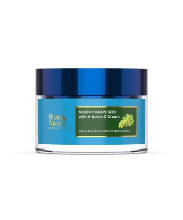 Blue Nectar Vitamin C Face Moisturizer for Oily & Acne Prone Skin with Grapeseed | Oil-Free | Plant Based Vit C Cream for Women (19 herbs 1.76 fl oz)