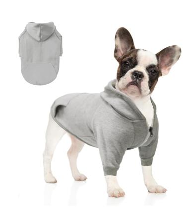 Meioro hooded sweater for dogs warm zip hooded pet clothes sweater dog cat t-shirt cute pet hoodies clothing French bulldog pug (m gray) m gray