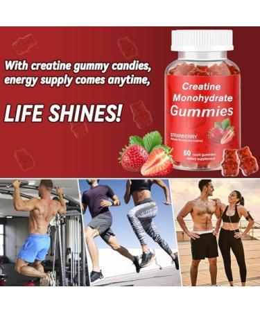 Creatine Monohydrate Gummies, 2 Pack Creatine Monohydrate for Women & Men, Sugar-Free Gummies for Increase Strength and Build Muscle, Workout Supplement, Vegan, 120 Count, Strawberry Flavor 60 Count (Pack of 2) - Buy Online on GoSupps.com