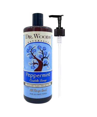 Dr. Woods Peppermint Castile Soap with Organic Shea Butter and Pump 32 Ounce