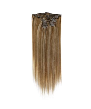 Runature Real Hair Clip-In Extensions - Dark Blonde & Gold Blonde Remy Human Hair Seamless Short 14 Inch - 120g 7 Pieces (#10P16) - Buy Online on GoSupps.com