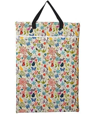 Large Hanging Wet/Dry Cloth Diaper Pail Bag for Reusable Diapers or Laundry (Bloom)