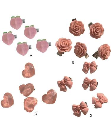 vreplrse 5 Pieces Pink Hair Clips Flower Women Girls Sweet Hairpins Styling Accessories Head Decoration Pin for DIY Crafts Heart - Buy Online on GoSupps.com