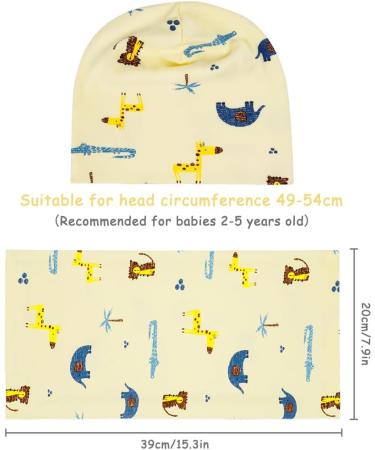 Baby Cotton Hat and Scarf Set - Soft Beanie Cap and Loop Scarf for Autumn/Winter | Yellow, 1-3 Years - Buy Online on GoSupps.com