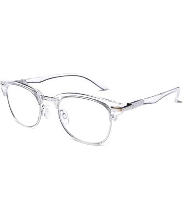 Doovic Blue Light Filter Computer Reading Glasses 1.5x - Round Transparent Metal Frames for Men & Women - Buy Online on GoSupps.com