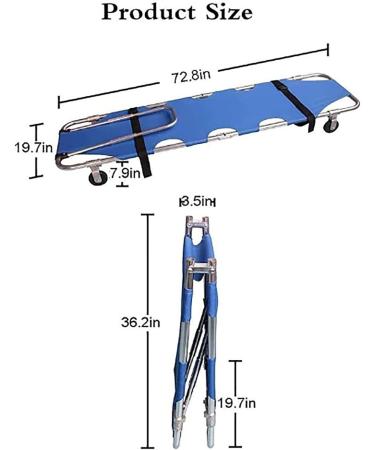 Foldable Stretcher with Tie Bar Lightweight Aluminum Alloy 4 Wheels Flat Rescue Stretcher for Hospital Ambulance Fire Rescue - Buy Online on GoSupps.com