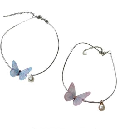 Buy Kuaiyiju Delicate Butterfly Necklace | Personalized Unique Collarbone Chain Accessory for Meetings - Blue - Buy Online on GoSupps.com