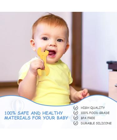 Osdue Baby Teething Toys - BPA Free Silicone Bite Rings (4 Pack) for Boys & Girls - Soft Easy Handle Baby Biting Rings in Blue Purple Yellow & Orange - Buy Online on GoSupps.com