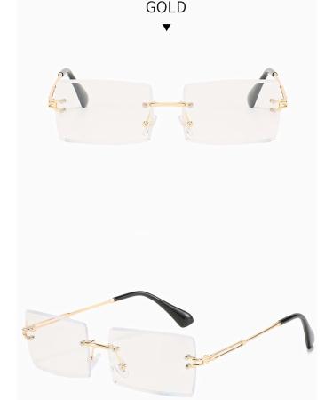 KDOQ Rimless Square Anti Blue Light Glasses for Men & Women - Gold | Computer Gaming Eye Strain Relief - Buy Online on GoSupps.com
