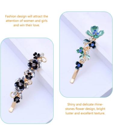 minkissy Rhinestones Flower Hair Pin French Vintage Barrettes Bobby Metal Gold Pin Hair Accessories for Women Girls 6 Color - Buy Online on GoSupps.com