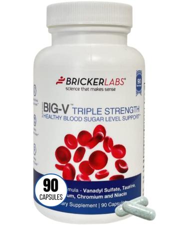 Big-V Triple Strength Dietary Supplement with Vanadyl Sulfate 30 mg, Taurine 800 mg, Selenium, Chromium and Niacin, Blood Sugar Supplement, 90 Capsules