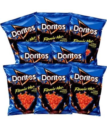 Dorito Doritos Cool Ranch Flamin' Hot Tortilla Chips, 1.75 ounces (Pack of 8), 1.75 Ounce (Pack of 8)