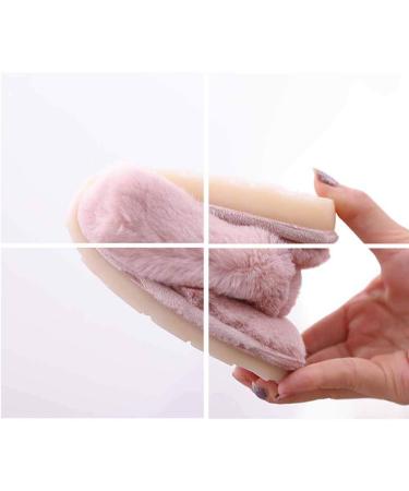 Pink Fluffy Slippers Women Fur Slides Winter Flip Flops Warm Comfortable Fluffy Furry Slippers Lady House Soft Shoes Flat Shoes for Indoor Outdoor Flat Sandals Ladies (C 24.5CM) - Buy Online on GoSupps.com