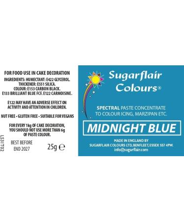 Sugarflair Midnight Blue Spectral Food Colouring Paste - 25g | Highly Concentrated for Sugar Pastes, Buttercream, & Cake Mix - Buy Online on GoSupps.com