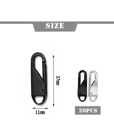 Qazuwa 20 Pack Metal Zipper Pull Tabs Black & Silver Zip Pull Tags for Luggage Bags Jackets & More | International Shipping Available - Buy Online on GoSupps.com