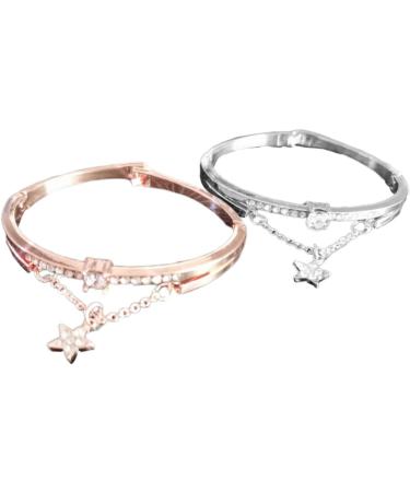 Mobestech 3pcs Moon Bracelet Star Cuff Bracelet Rose Gold Bracelet Women Bracelets Crystal Pendants Star Hand Jewelry Crystal Bracelets Sun Retro Chain Bracelet Gem Miss Silver Bracelet Rose Goldx3pcs 19.5*1.2cmx3pcs - Buy Online on GoSupps.com