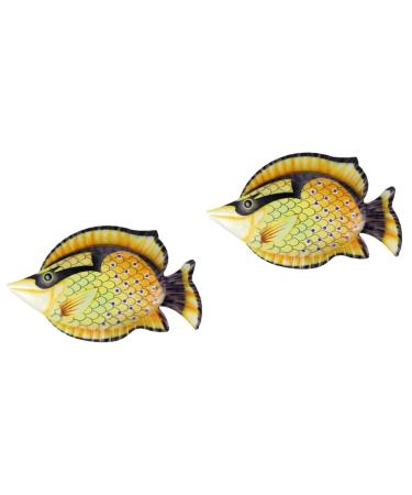 Zerodeko 2pcs Decorative Fish Wall Hanging Ocean Fish Iron Fish Hanging 30X17cmx2pcs Yellowx2pcs