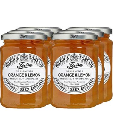 Wilkin & Sons Tiptree St Clements Orange and Lemon Jam Canisters, 12 Ounce, Medium, with Orange and Lemon Peel, Vegetarian, Vegan, Celiac Friendly, Gluten Free, 6 Count