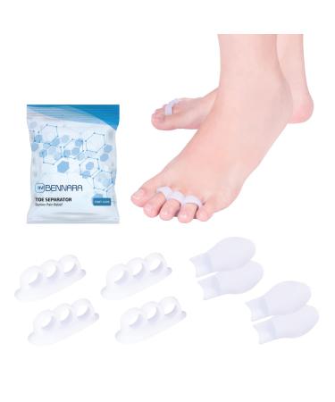BENNARA Toe straightener. SET K: 4pc-(LARGE-size) Bunion protector with pad and 4pc-Gel Toe separator. Relieve bunion pain. Provide cushion and guard big toe from friction or pressure.