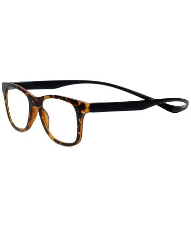 Magz Chelsea Classic Reading Glasses +3.00 Tortoise Havana Gold Men/Women Readers Neck Hanging Magnetic Snap It Rear Connect