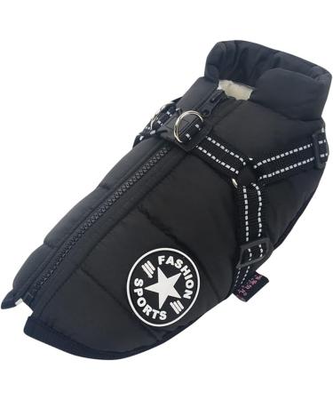 Tineer Winter Pet Coat with Harness | Waterproof Fleece Lined Warm Jacket for Large Dogs | XL Black - Buy Online on GoSupps.com